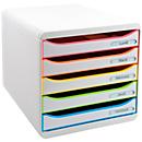 Exacompta Big Box Plus Black Office White, 5 open laden A4/A4+/24x32, geruisloos, veiligheidsstop, stapelbaar