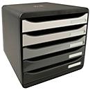 Exacompta Big Box Plus Grijstinten, 5 open laden A4/A4+/24x32, geruisloos, veiligheidsstop, stapelbaar