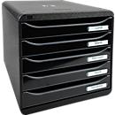 Exacompta Big Box Plus Iderama Anisgrün glossy, 5 offene Schubladen A4/A4+/24x32, leise, Sicherheitsstopp, stapelbar