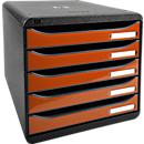 Exacompta Big Box Plus Iderama Orange glossy, 5 offene Schubladen A4/A4+/24x32, leise, Sicherheitsstopp, stapelbar