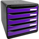Exacompta Big Box Plus Iderama Violett glossy, 5 offene Schubladen A4/A4+/24x32, leise, Sicherheitsstopp, stapelbar
