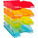 Exacompta Briefablagen Set Combo Linicolor, 4-tlg A4+, bis 500 Blatt je Ablage, Etikettenhalter, stapelbar, 25 Jahre