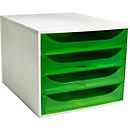 Exacompta ECOBOX ladebox 4 laden appelgroen, A4/A4+, open front, stil, veiligheidsstop