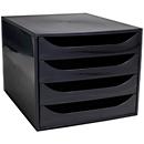 Exacompta ECOBOX ladebox 4 laden frambooskleurig, A4/A4+, open front, stil, veiligheidsstop