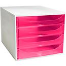 Exacompta ECOBOX ladebox 4 laden frambooskleurig, A4/A4+, open front, stil, veiligheidsstop