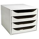 Exacompta ECOBOX ladebox 4 laden grijs, A4/A4+, open front, stil, veiligheidsstop