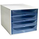 Exacompta ECOBOX ladebox 4 laden ijsblauw, A4/A4+, open front, geruisloos, veiligheidsstop