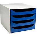 Exacompta ECOBOX ladebox 4 laden middernachtblauw, A4/A4+, open front, stil, veiligheidsstop