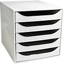 Exacompta ECOBOX ladebox grijs, 5 open laden voor A4/A4+, geruisloos uittrekbaar met veiligheidsstop, compact