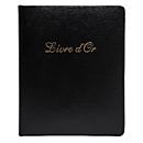 Exacompta Gästebuch Alpillez Schwarz, Echtleder 26x22 cm, 70 Blatt blanko, Vergé 110 g/m², Goldschnitt, Geschenkbox