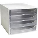 Exacompta ladekast met 4 lades, kristal, A4/A4+, open voorkant, geruisloos, veiligheidsstop