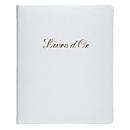 Exacompta Livre d'or Alpillez Blanc, cuir véritable 26x22 cm, 70 feuilles blanches, vergé 110 g/m², tranche dorée, boîte cadeau