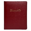 Exacompta Livre d'or Alpillez Rouge, cuir véritable 26x22 cm, 70 feuilles blanches, vergé 110 g/m², tranche dorée, boîte cadeau