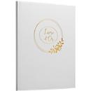 Exacompta Livre d'or Ringflower Blanc 220x270 mm, 100 pages Clairefontaine, tranche dorée, boîte transparente, mariage