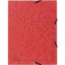 Exacompta map, DIN A4, met elastiek, 3 kleppen, te labelen, Colorspan karton, 355 g/m², rood