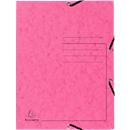 Exacompta map, DIN A4, met elastiek, 3 kleppen, te labelen, Colorspan karton, 355 g/m², roze