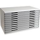 Exacompta MODULO A3 boîte à tiroirs 10 tiroirs gris pierre, pour A4-A3+, anti-poussière, silencieux avec arrêt de sécurité, empilable