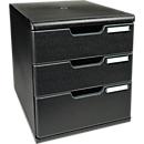 Exacompta MODULO A4 Box à tiroirs Noir, 3 tiroirs fermés A4/A4+, anti-poussière, silencieux, arrêt de sécurité