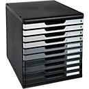 Exacompta MODULO A4-ladebox grijs tinten, 10 gesloten laden A4/A4+, geruisloos, veiligheidsstop, stapelbaar