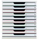 Exacompta Modulo Autentik ladebox, voor A4/A4+, gemaakt van gerecycled plastic, gesloten laden, stapelbaar, geluidloos uittrekbaar, 10 laden, wit