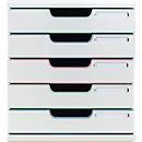 Exacompta Modulo Schubladenbox Autentik, für A4/A4+, aus recyceltem Kunststoff, geschlossene Schubladen, stapelbar, leiser Auszug, 5 Schubladen, weiß