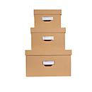 Exacompta OfficeByMe Aufbewahrungsboxen 3er Set Beige, A4+/A5++/A6++, FSC-Karton, plastikfrei, Etikettenhalter