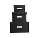 Exacompta OfficeByMe Aufbewahrungsboxen 3er Set Schwarz, A4+/A5++/A6++, FSC-Karton, Etikettenhalter