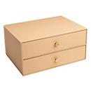 Exacompta OfficeByMe Schubladenbox A4+ Beige, 2 Schubladen mit Goldknopf, FSC-Karton, stapelbar, plastikfrei