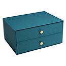 Exacompta OfficeByMe Schubladenbox A4+ Blaugrün, 2 Schubladen mit Goldknopf, FSC-Karton, stapelbar