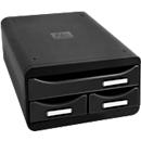 Exacompta Schubladenbox SMALL BOX Glossy, A4+, 3 halboffene Schübe, Griffmulden, stapelbar, Blauer Engel, B 278 x T 347 x H 130 mm, PS, schwarz