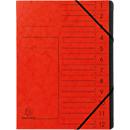 Exacompta sorteermap, A4, elastieksluiting, karton, 12 vakken, rood