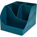 Exacompta Stifteköcher Pen Wave Neo Deco, 4 unterschiedlich hohe + 1 niedriges Fach, Blauer Engel, B 119 x T 155 x H 110 mm, PS, blaugrün