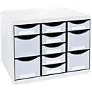 Exacompta Store-Box Multi Black Office White/Harlekijn, 11 open lades (7 plat/4 hoog), geruisloos, 25 jaar garantie 