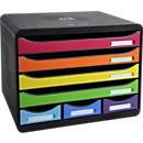 Exacompta STOREBOX Iderama arc-en-ciel, 7 tiroirs ouverts A4+ horizontal, profondeur 27 cm, glissières silencieuses, arrêt de sécurité, 25 ans