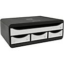 Exacompta TOOLBOX Blanc glossy, Module de classement A4+ avec 4 tiroirs (3 petits/1 grand), 27 cm de profondeur, empilable, 25 ans
