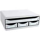 Exacompta TOOLBOX gris clair, module de rangement A4+ avec 4 tiroirs, profondeur 27 cm, hauteur 13,5 cm, empilable, 25 ans