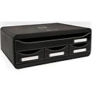 Exacompta TOOLBOX Schwarz glossy, Ablagemodul A4+ mit 4 Schubladen (3 klein/1 groß), 27 cm tief, stapelbar, 25 Jahre