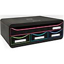 Exacompta TOOLBOX Zwart/Harlekijn, A4+ archiefmodule met 4 laden, 27 cm diep, 13,5 cm hoog, stapelbaar, 25 jaar
