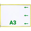 Expositor Tarifold DIN A3 apaisado, 10 piezas, todos los sistemas de soporte, pivote metálico, amarillo
