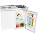 Exquisit minikeuken KK1085 met keramische kookplaat, koelkast 76 l, spoelbak, aanrecht, wit