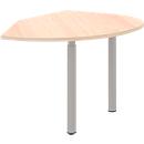 Extension table left BARI, 2 support feet, shape A, curved, W 1050 x D 1260 x H 680-820 mm, maple finish