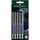 Faber-Castell Tintenroller Free Ink, Strichstärke 0,4 mm, Minen-Ø 0,7 mm, dokumentenecht, Recycling-Kunststoff/Metall, 5 Stück, diverse Schreibfarben