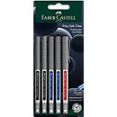 Faber-Castell Tintenroller Free Ink, Strichstärke 0,4 mm, Minen-Ø 0,7 mm, farbsortiert, Recycling-Kunststoff/Metall, 5 Stück