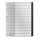 Farde à onglets Leitz® Recycle, A4, inscriptible, perforation universelle, 100 % recyclable, plastique, noir, onglets 1-12