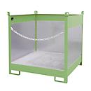 Fass-Stapelpalette Bauer FSP-4 G, Spritzschutzwand 3-seitig, Kap. 4 x 200 l Fässer, grün