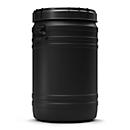 Fass, Volumen 75 l, leitfähig, mit Deckel/Griff, mit UN-Zertifizierung, wasserdicht, UV-beständig, stapelbar, L 410 x B 410 x H 680 mm, HDPE, schwarz