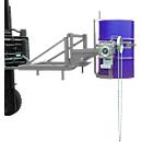 Fasskipper Bauer Typ FD/L, für 110-220 l Fässer, 360 kg, 270° Kippen, mit Endloskette, Stapleraufnahme, mausgrau RAL 7005