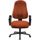 Fauteuil de bureau Topstar Support 50th Limited Edition, avec accoudoirs, mécanisme synchrone, assise spéciale pour les disques intervertébraux, revêtement en velours côtelé, couleur terracotta