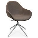 Fauteuil de conférence Topstar Sitness Life 2.0, pivotant/assis réglable en hauteur, accoudoirs, L 450 x P 390 x H 440-470 mm, piétement 4 branches, alu poli &amp; tissu, marron
