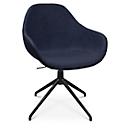 Fauteuil de conférence Topstar Sitness Life 2.0, pivotant/assis réglable en hauteur, accoudoirs, L 450 x P 460 x H 440-470 mm, piétement 4 branches, alu noir mat &amp; tissu, d.bleu